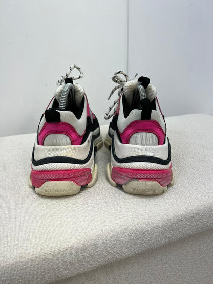 Balenciaga Pink Black Triple S Trainers - UK 3