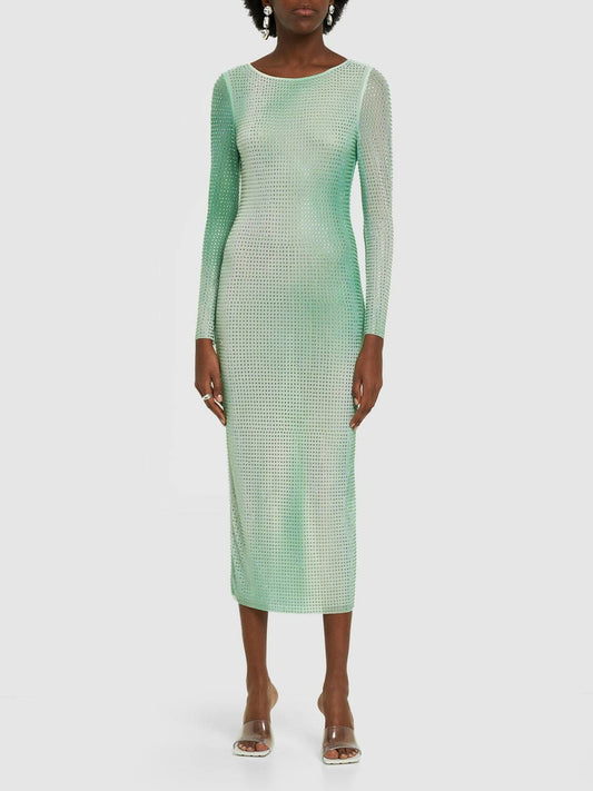 Self-Portrait Green Contour Print Gradient Diamanté Dress – New In Tags UK 10