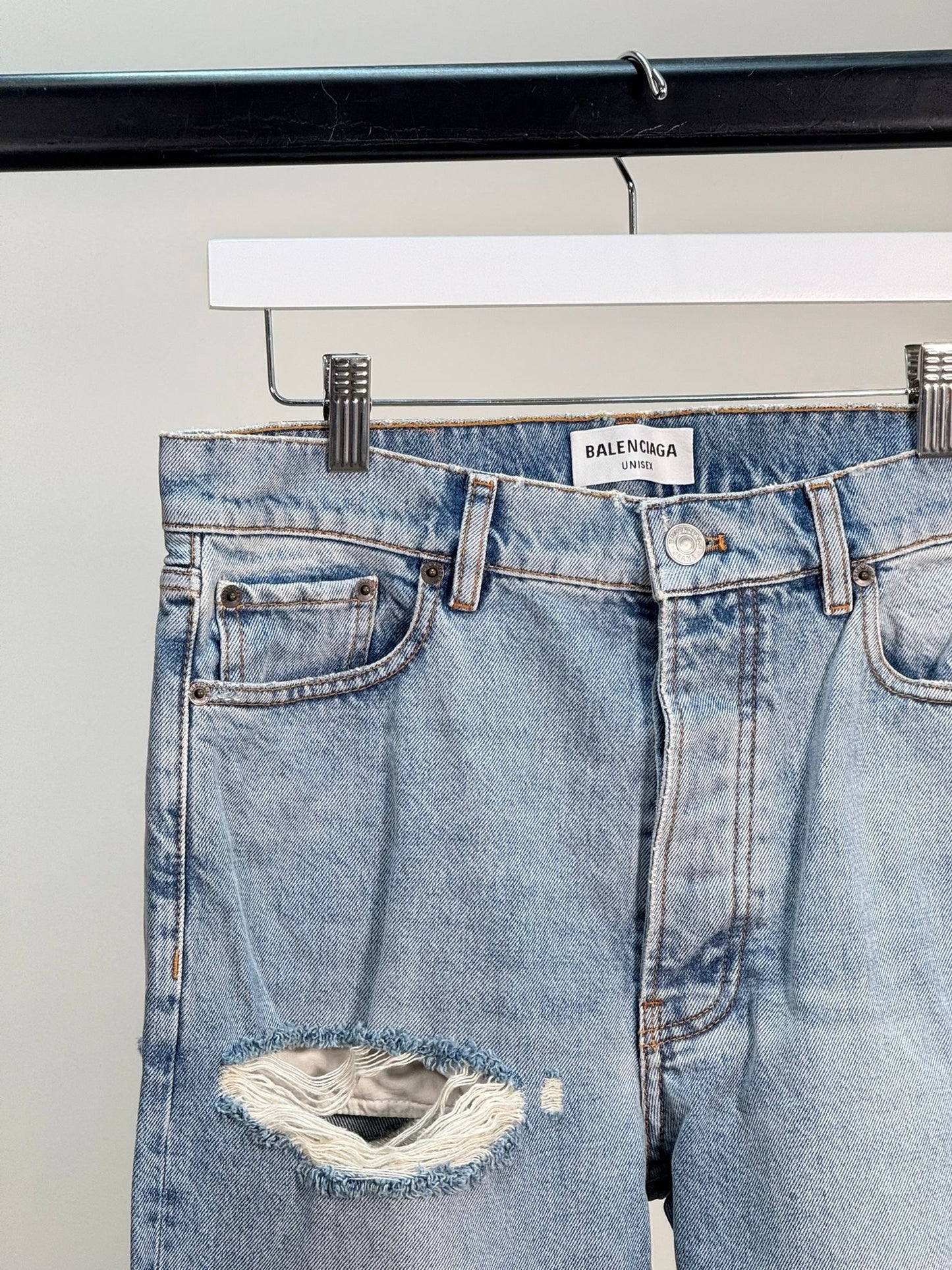 Balenciaga Unisex Blue Distressed Jeans - Brand New In Tags 27