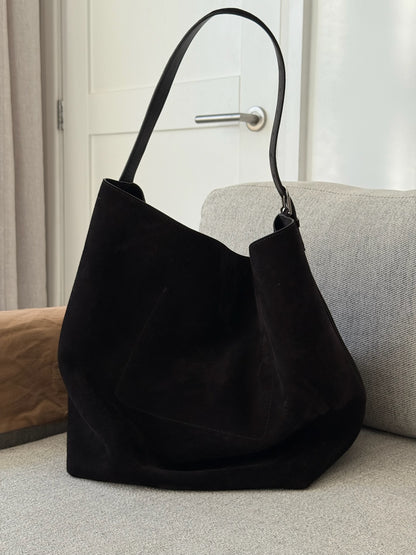 Toteme Large Tote Bag in Suede Espresso