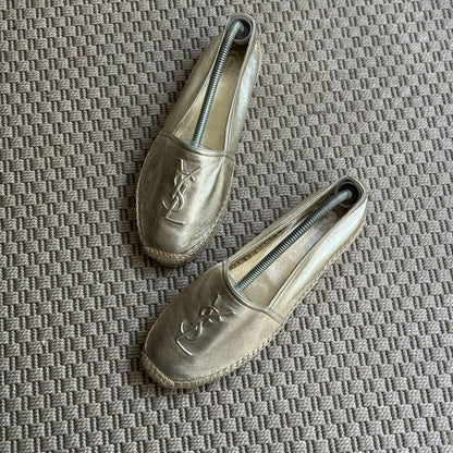 YSL Gold Metallic Espadrille Pumps – UK 6