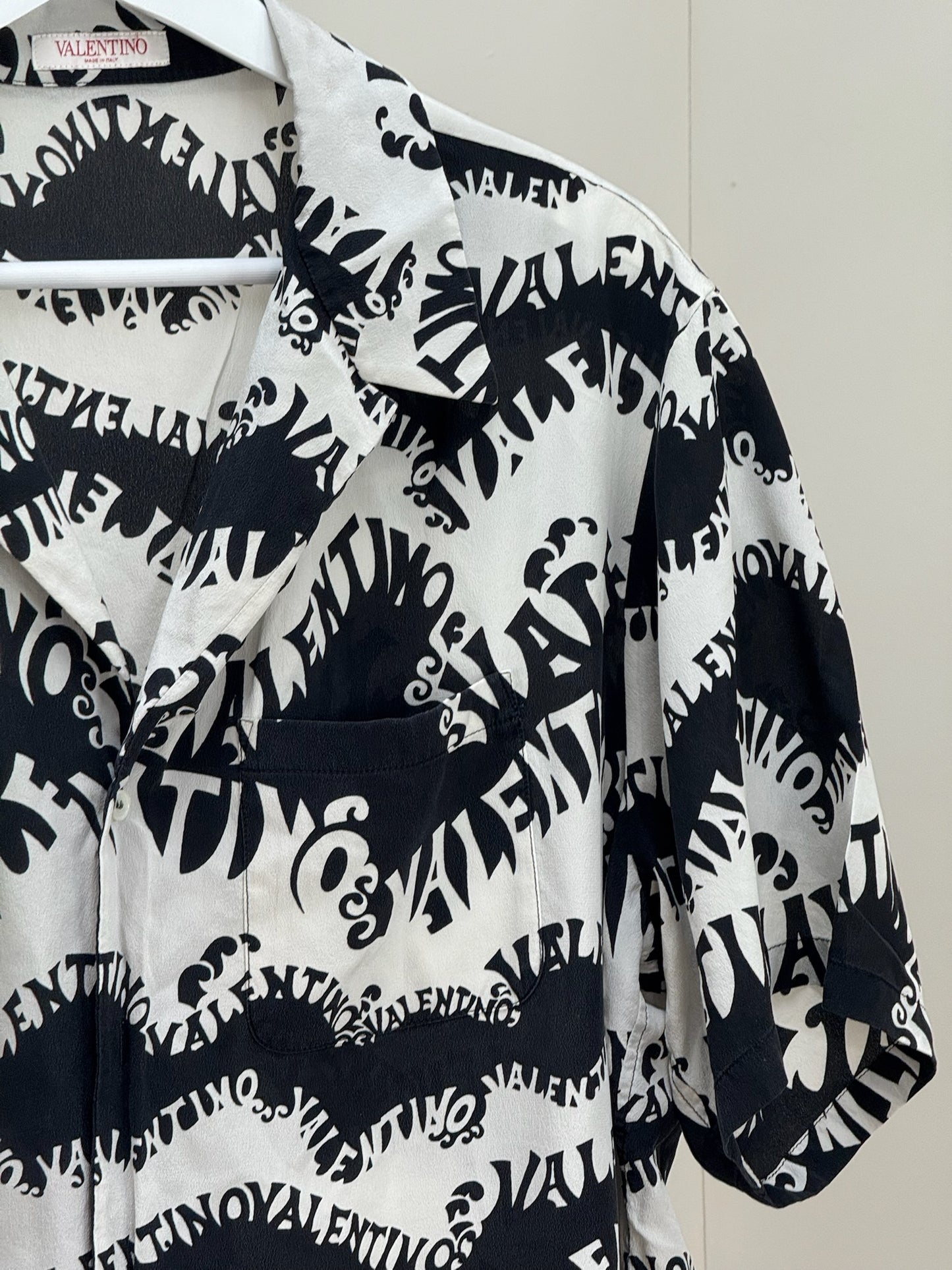 Valentino Black White Multi Logo Shirt - 48/Medium