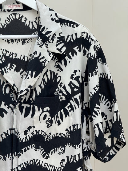 Valentino Black White Multi Logo Shirt - 48/Medium