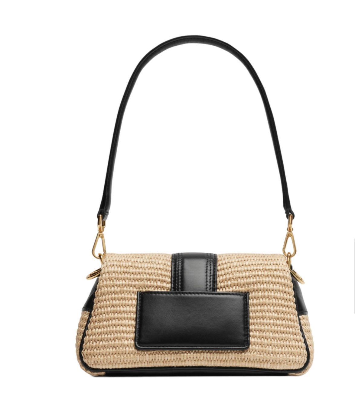 Jacquemus beige Le Bambimou Ivory black raffia-effect shoulder bag