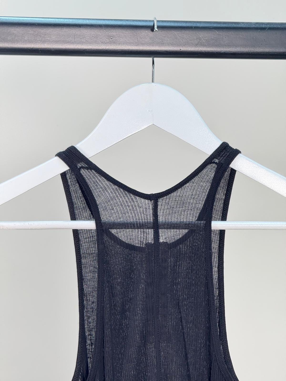 Rick Owens Black Sheer Ribbed Vest -40/M