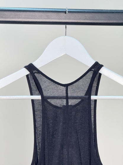 Rick Owens Black Sheer Ribbed Vest -40/M