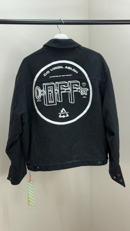 Off-White Black Denim University Key OFF- Logo Jacket - MEDIUM