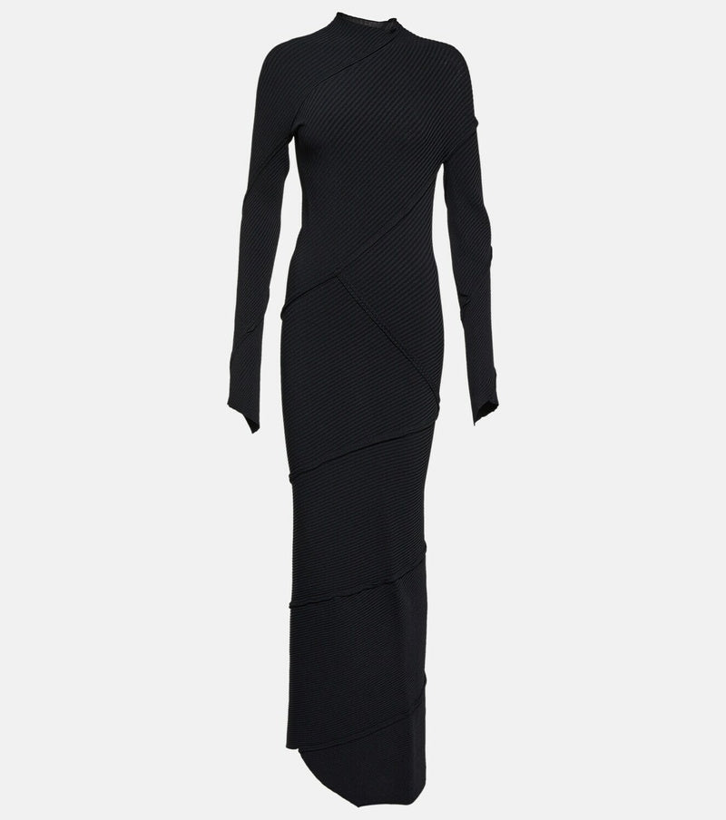 Balenciaga Black Ribbed Long Sleeve Maxi Dress – XS
