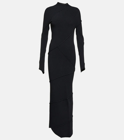 Balenciaga Black Ribbed Long Sleeve Maxi Dress – XS