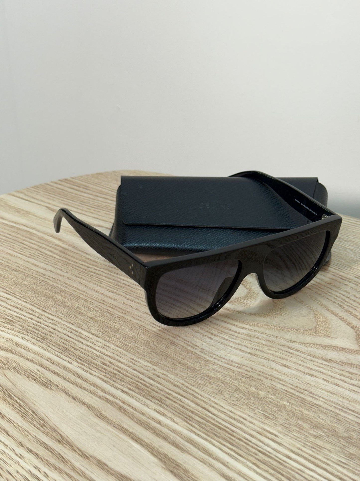 Celine Black Flat Top Aviator Sunglasses - One Size