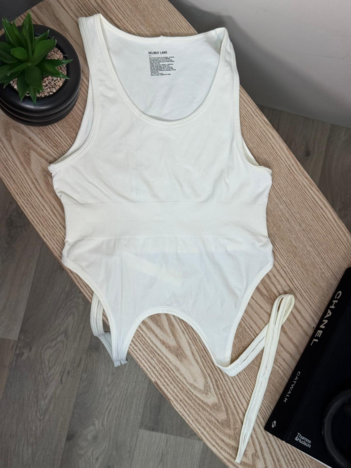 Helmut Lang White Tie Top - M/L