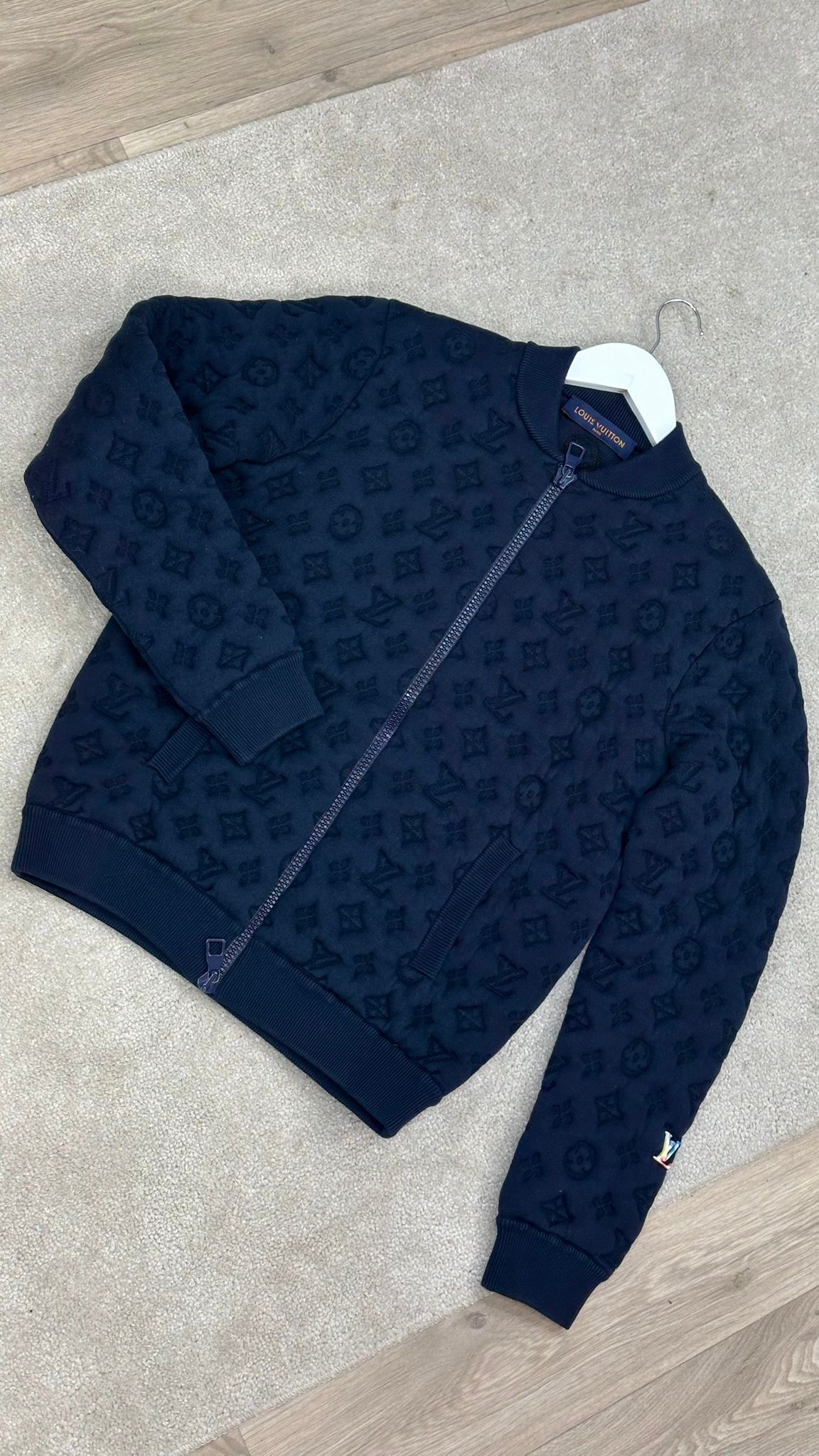 Louis Vuitton Navy Embossed Monogram Pilot Jacket -  Small