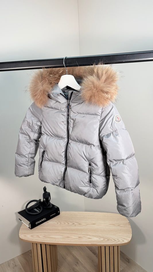 Kids Moncler Grey Padded Fur Trim - Age