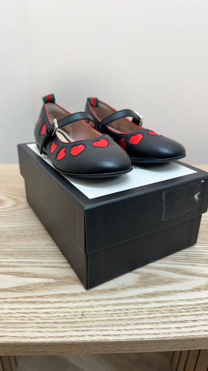 Kids Gucci Black Heart Dolly Shoes – New In Box EU 25 / UK 8 Kids