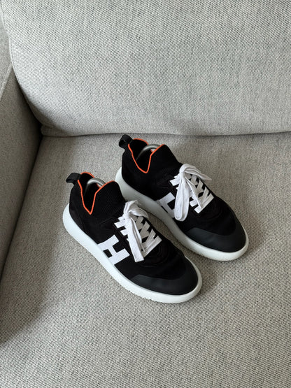 Hermes Black Orange Crew Trainers - UK 8