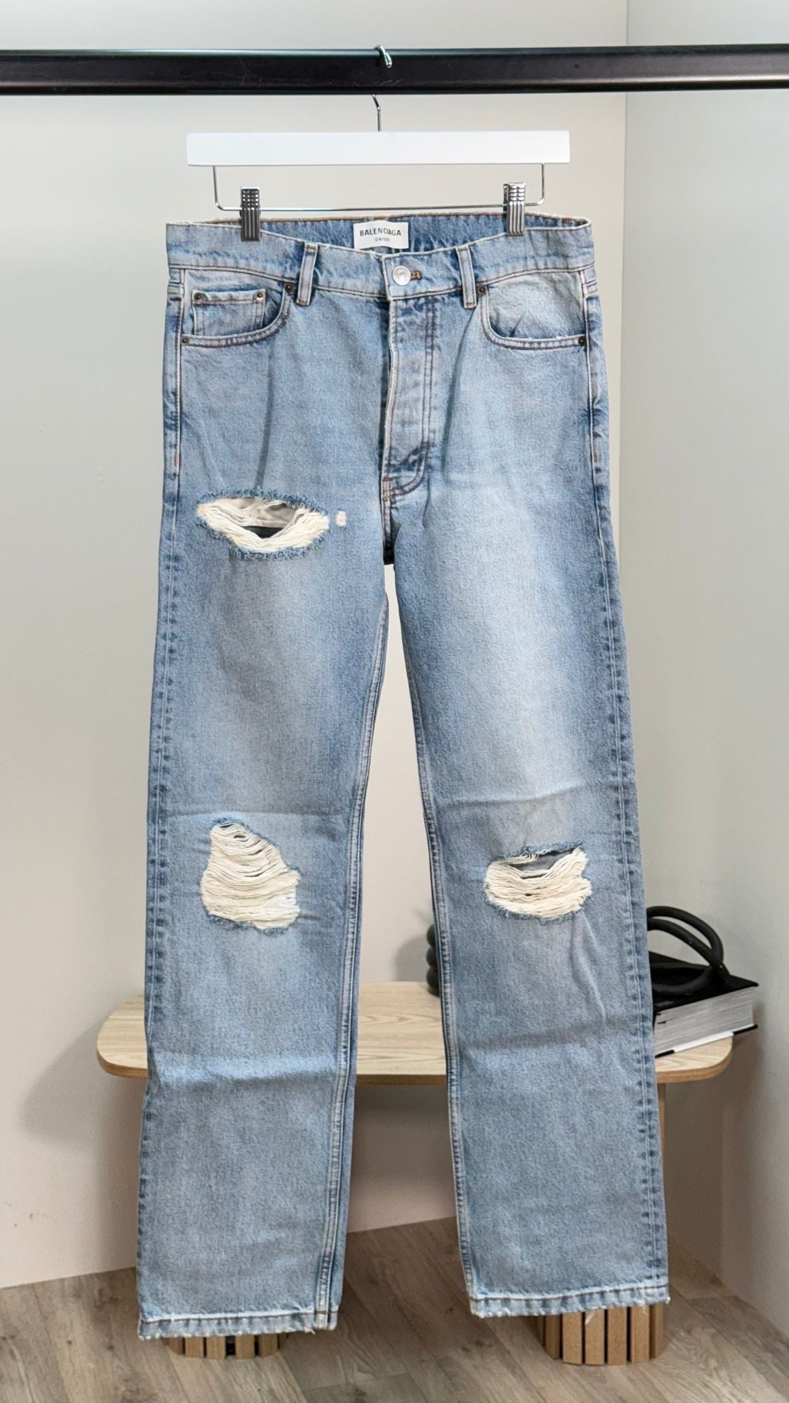 Balenciaga Unisex Blue Distressed Jeans - Brand New In Tags 27