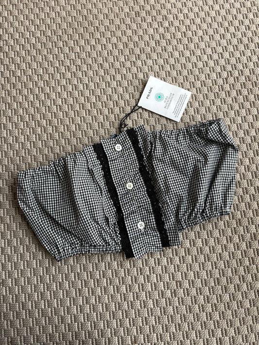 Prada Black & White Gingham Boob Tube - New In Tags 38/small