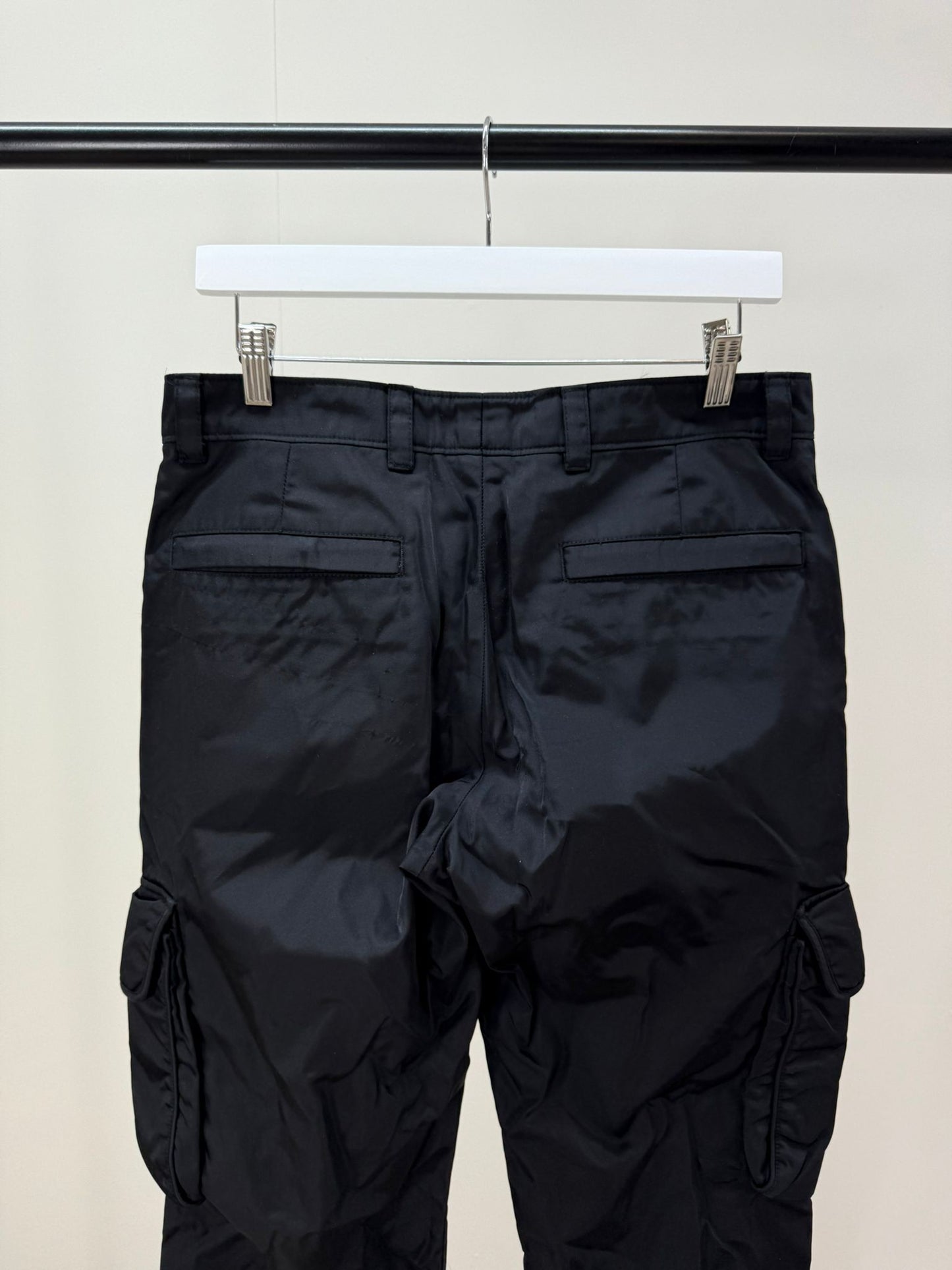 Prada Black Cargo Re-Nylon Pants -48/UK 32