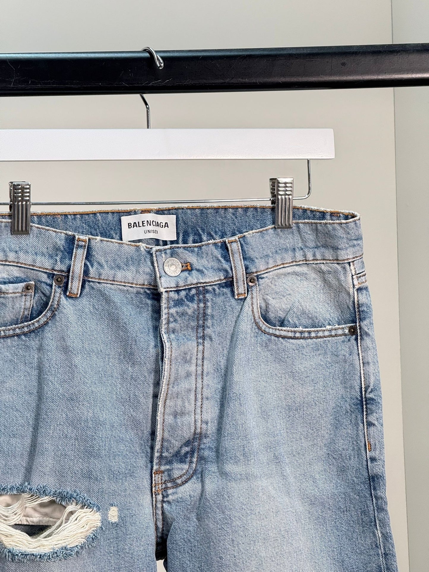 Balenciaga Unisex Blue Distressed Jeans - Brand New In Tags 27