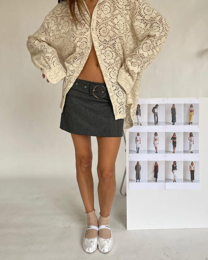 Muster Cream Embroidery Shirt - New In Tags 36/small