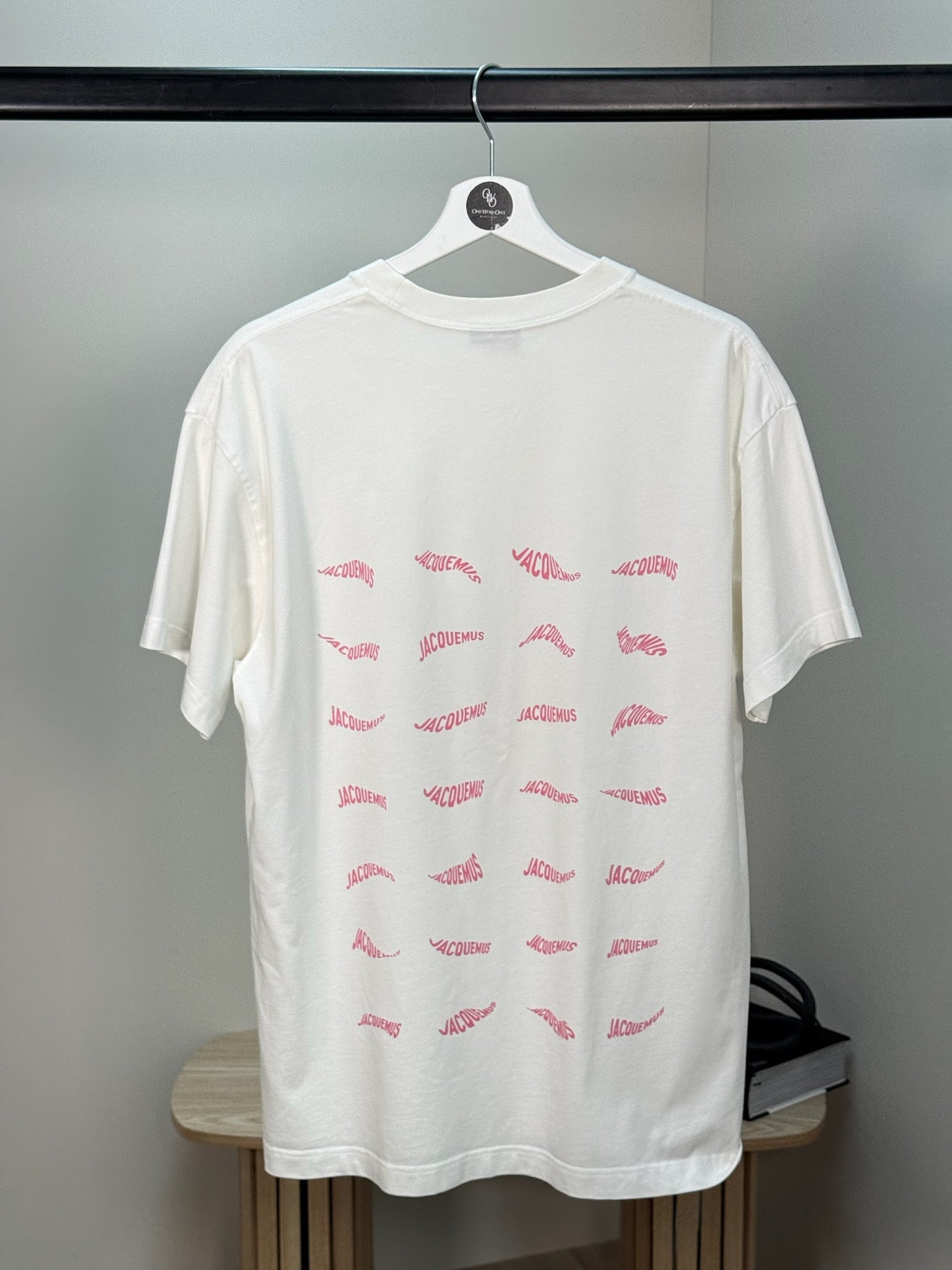 Jacquemus White Pink Le Vague Cotton T-Shirt - Large