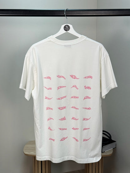 Jacquemus White Pink Le Vague Cotton T-Shirt - Large