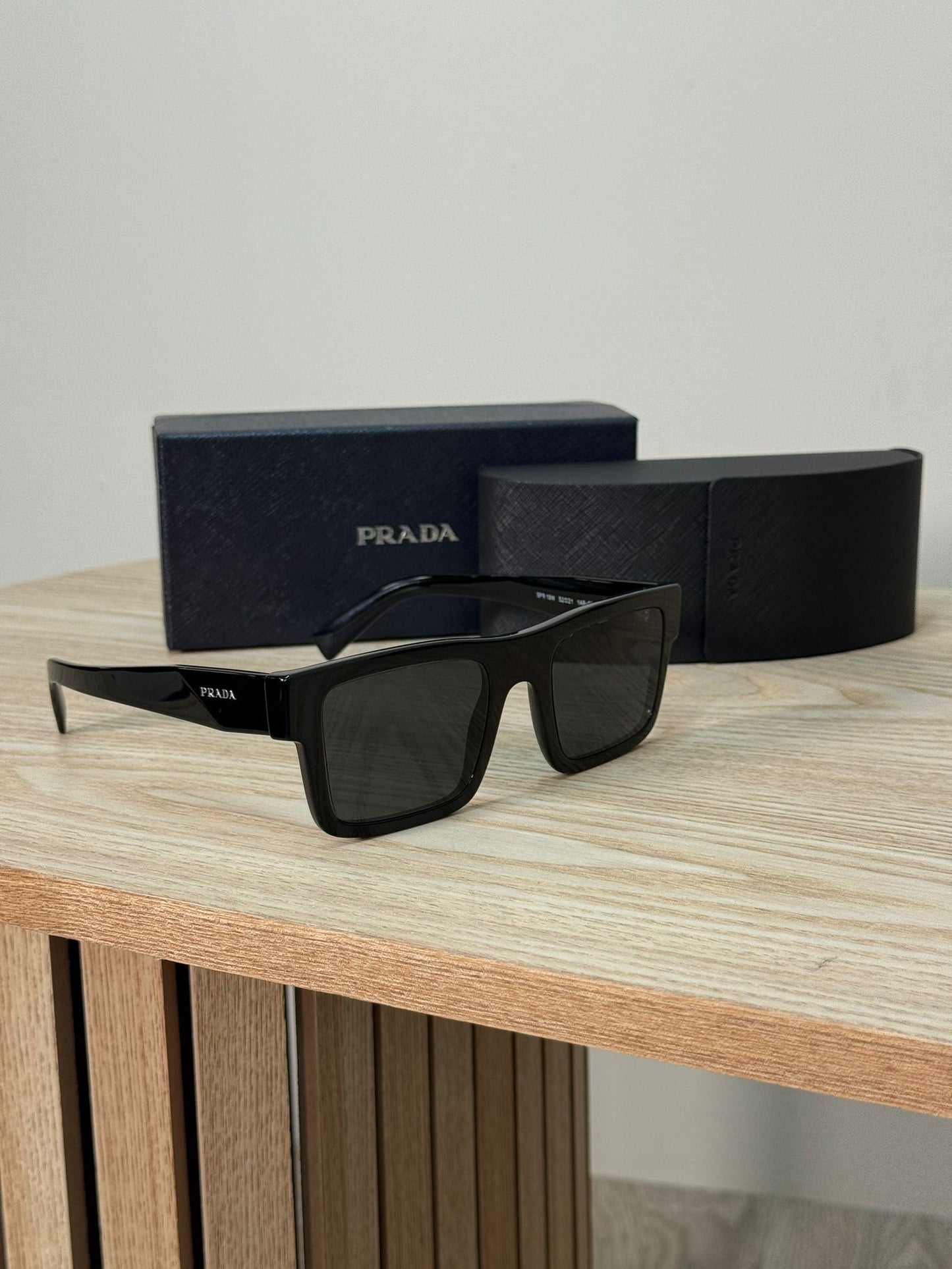 Prada Black Rectangle Flat Top Sunglasses - One Size