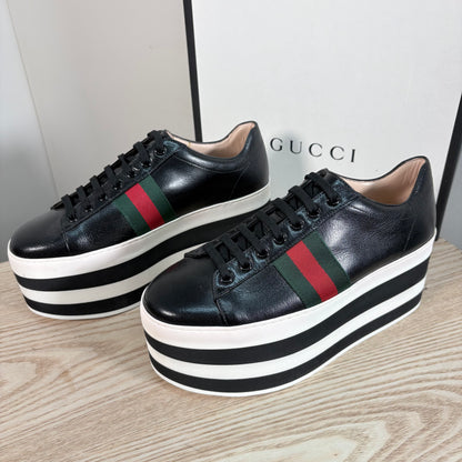 Gucci Black Quentin Peggy Stripe Platform Shoes – New In Box EU 38.5 / UK 5.5