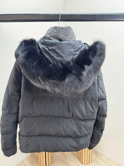 Fendi Black Puffer FF Zucca Print Coat – IT 50