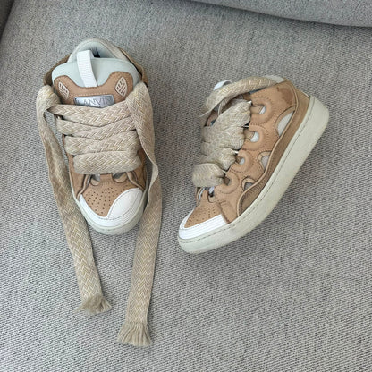 Lanvin Beige Curb Platform Trainers – EU 36 / UK 3