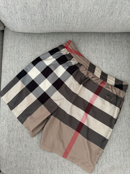 Burberry Beige Checked Swimshorts - Medium