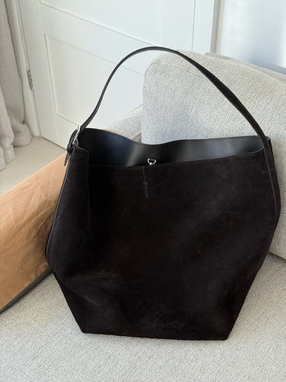 Toteme Large Tote Bag in Suede Espresso