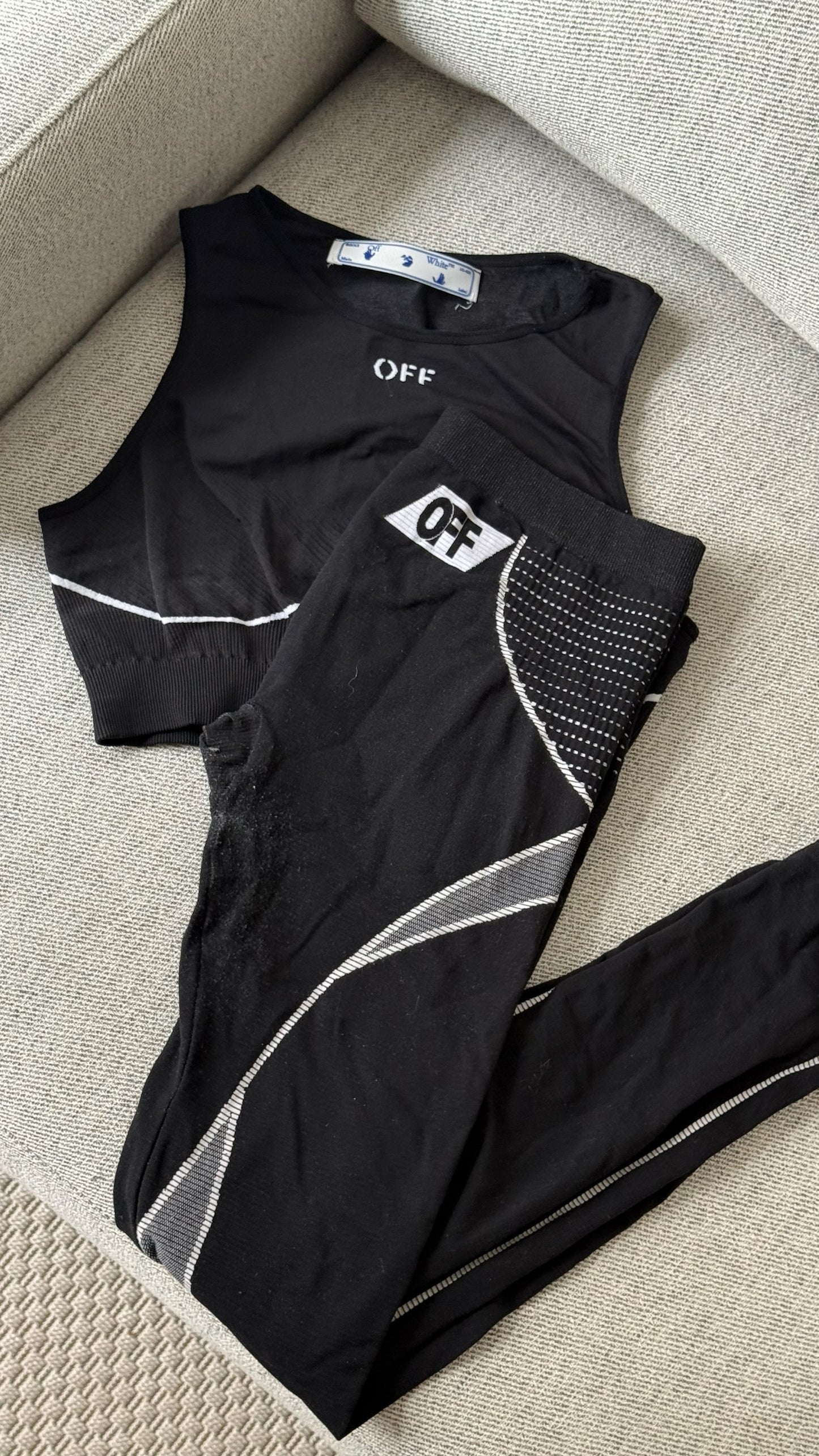 Off-White Black Gym Set leggings And CropActive Set - L/XL FIT UK 10