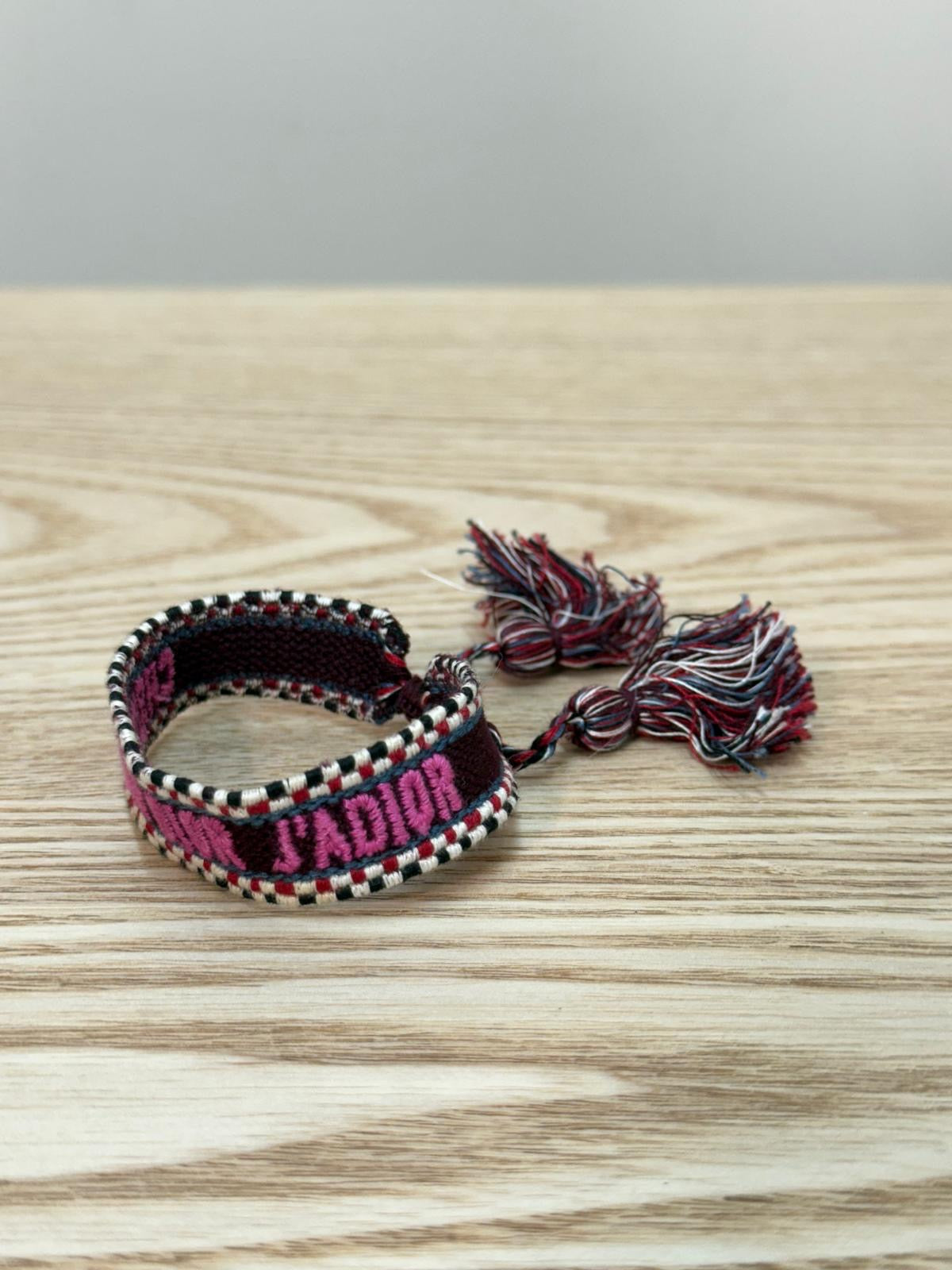 Dior Burgundy Pink Racer Woven 'J'Adior' Friendship Bracelet - One Size