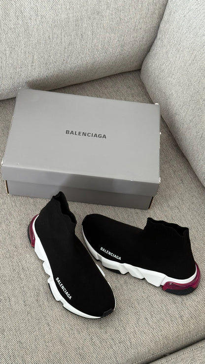 Balenciaga Black White Pink Speed Trainers- UK 5