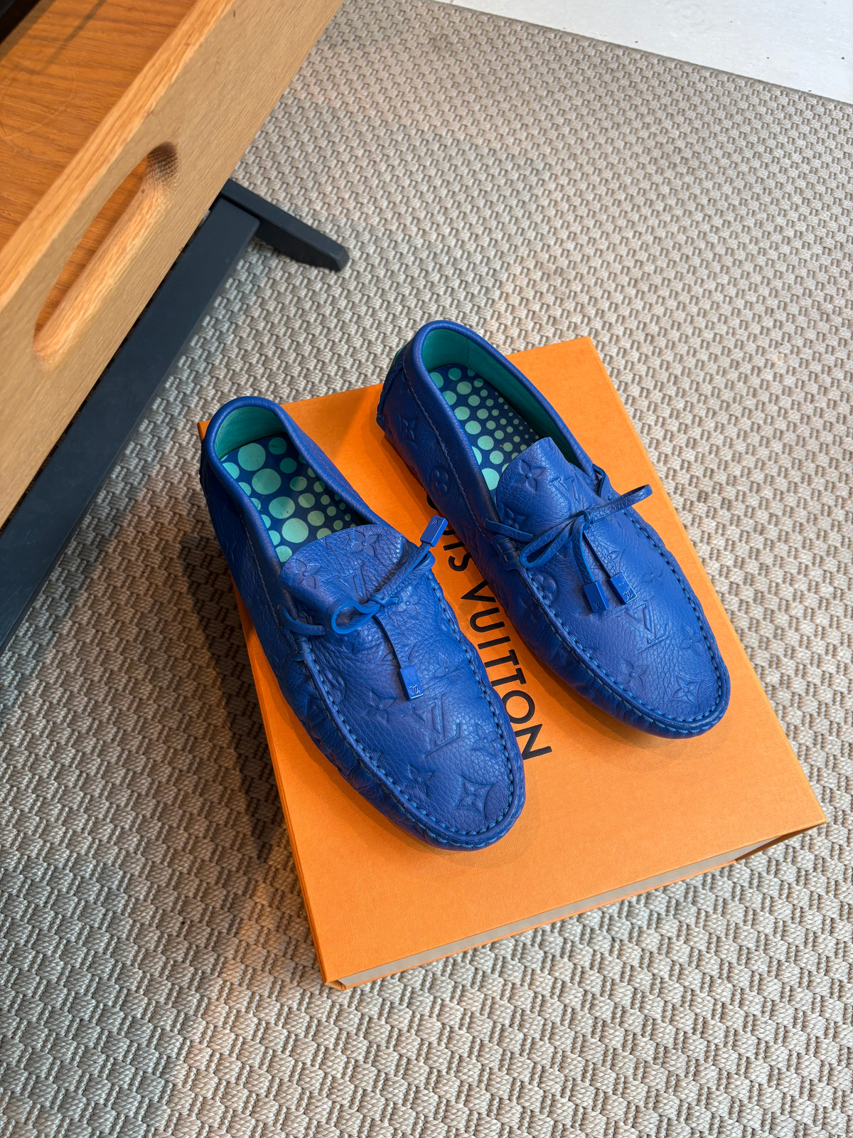 Louis Vuitton Blue Monogram Loafer Shoes – UK 7.5