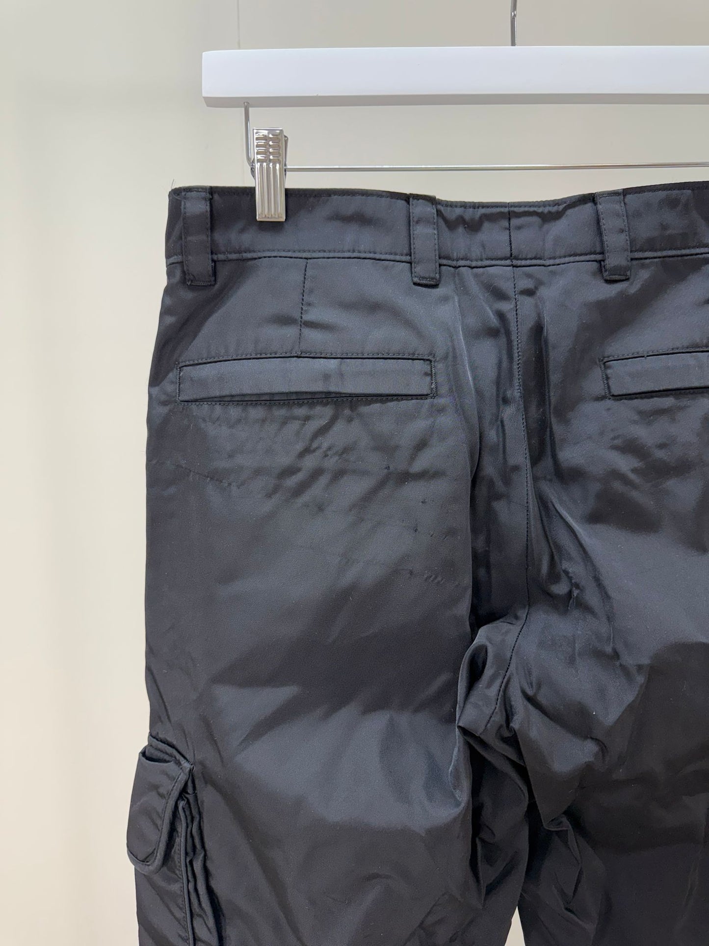 Prada Black Cargo Re-Nylon Pants -48/UK 32