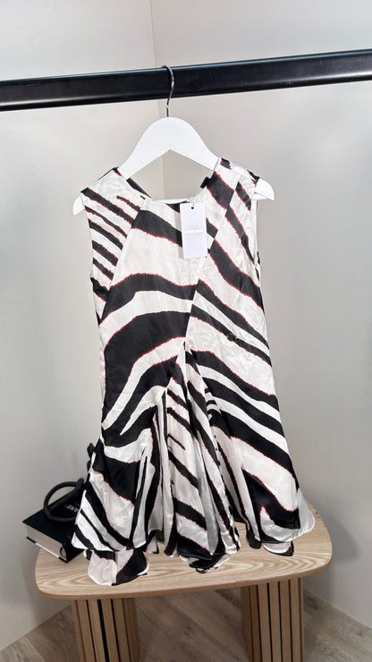 Kids Roberto Cavalli Black & White Silk Stripe Zebra Dress – New In Tags Age 5