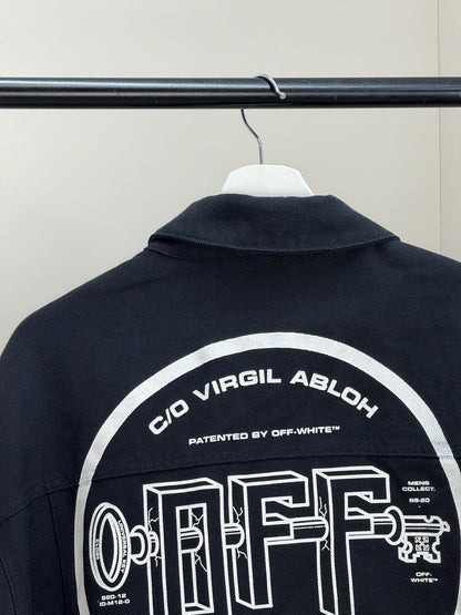 Off-White Black Denim University Key OFF- Logo Jacket - MEDIUM