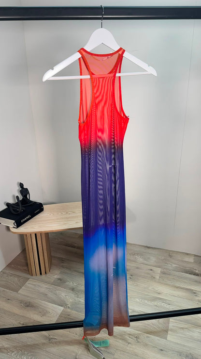 Off-White Off Blur Gradient Mesh Maxi Dress – New In Tags IT 40 / UK 8