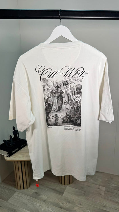 Off-White White T-Shirt Botanical Back Print – Large