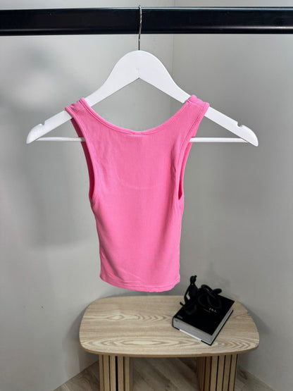 Skims Pink Ribbed Vest Top – In Tags Small
