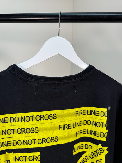 Off-White Black Yellow Tape Cross T-Shirt - Small oversize