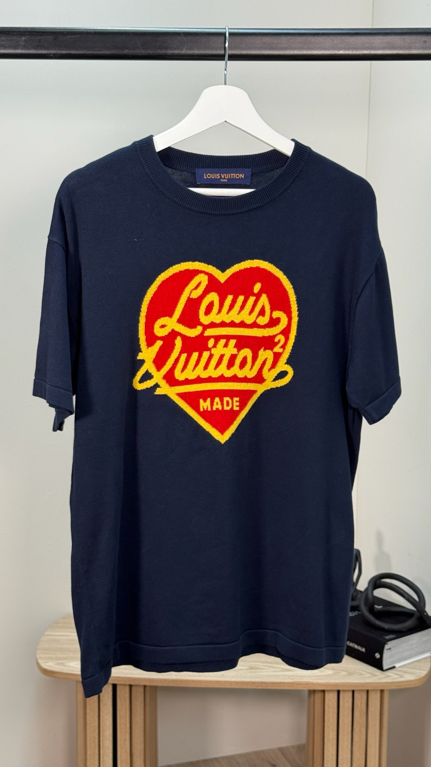 Louis Vuitton Louis Vuitton X Nigo Intarsia Jacquard Blue Heart Crewneck T-shirt - Medium