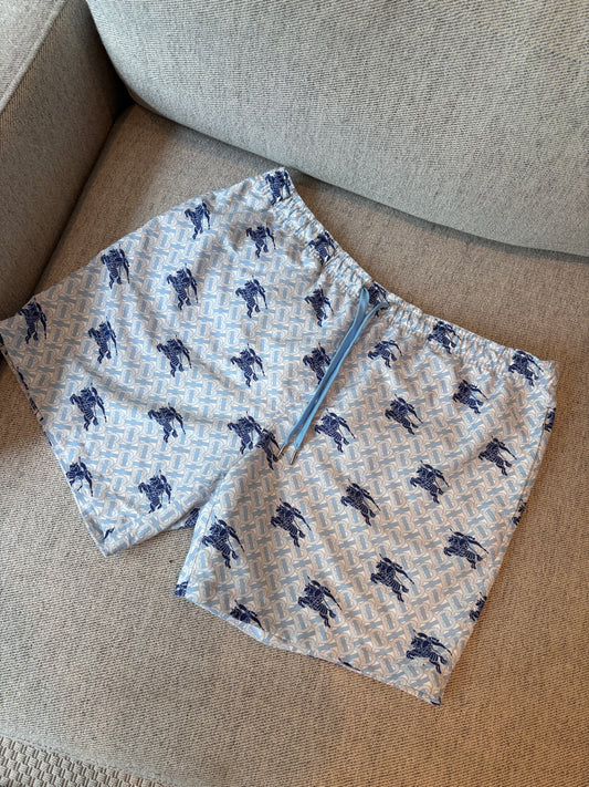 Burberry Blue Monogram Equestrian Knight Swim Shorts – XL
