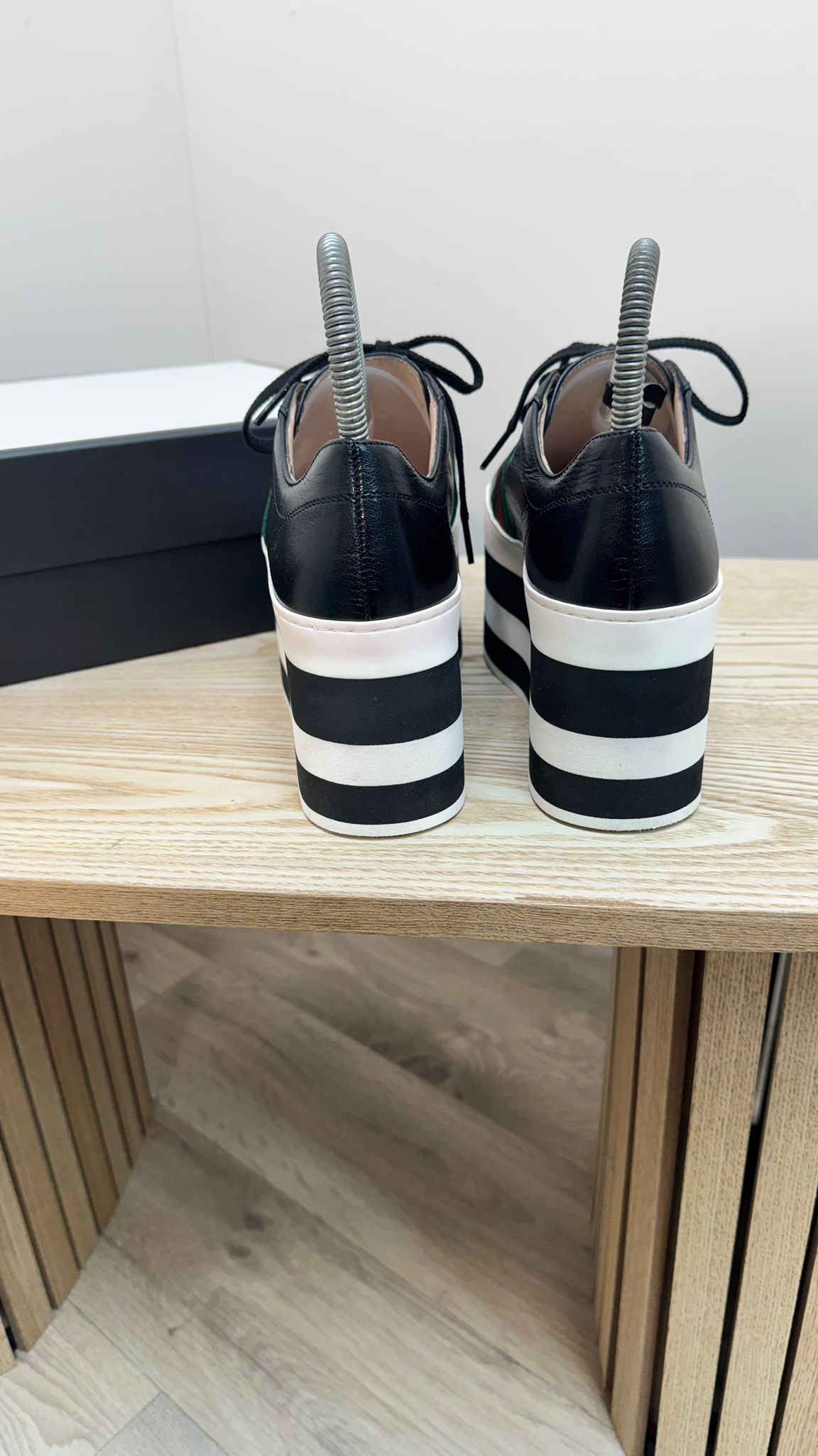 Gucci Black Quentin Peggy Stripe Platform Shoes – EU 35 / UK 2