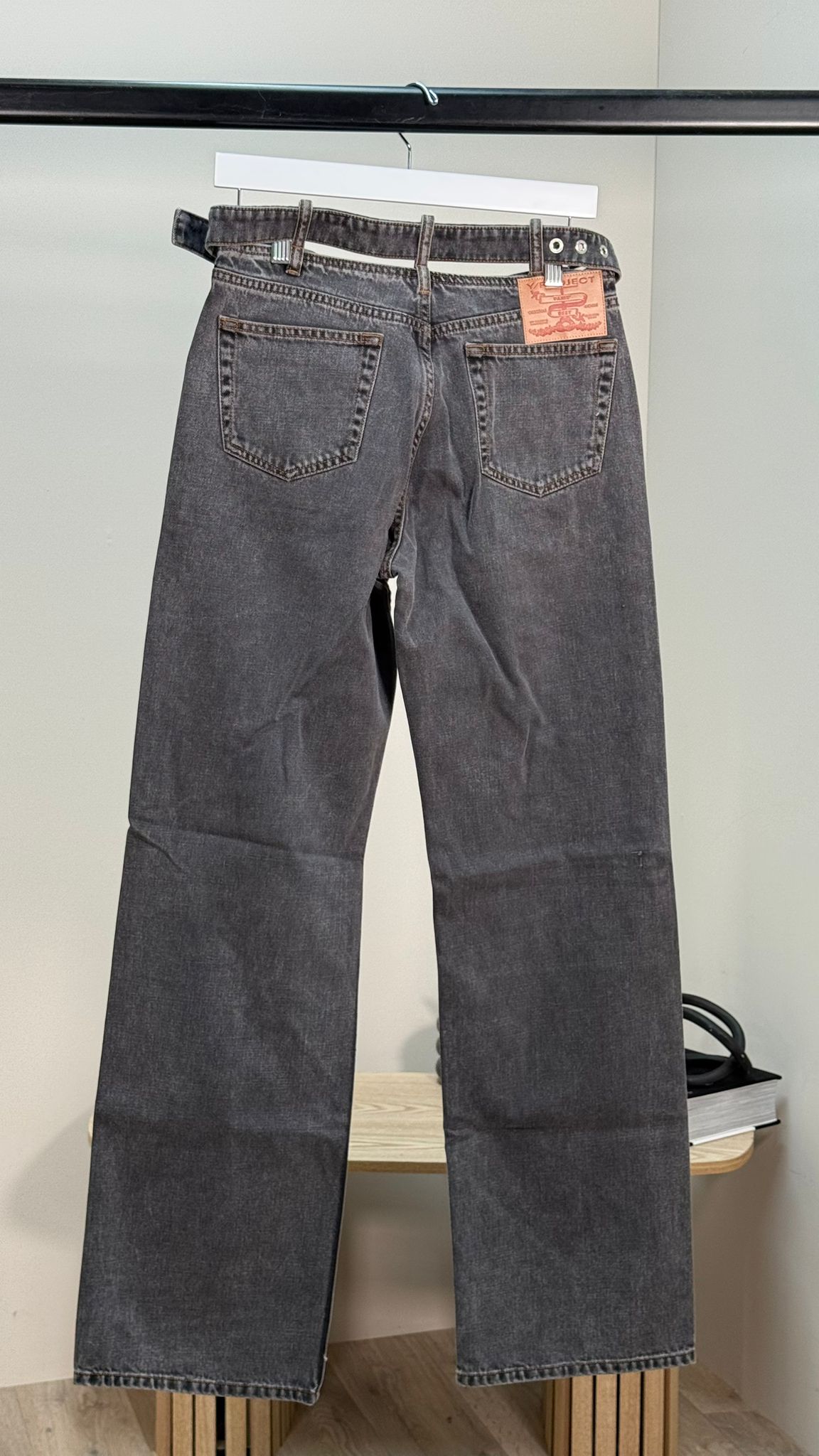 Y/Project Black Denim Buckle Straight Leg Jeans - Unisex denim 27