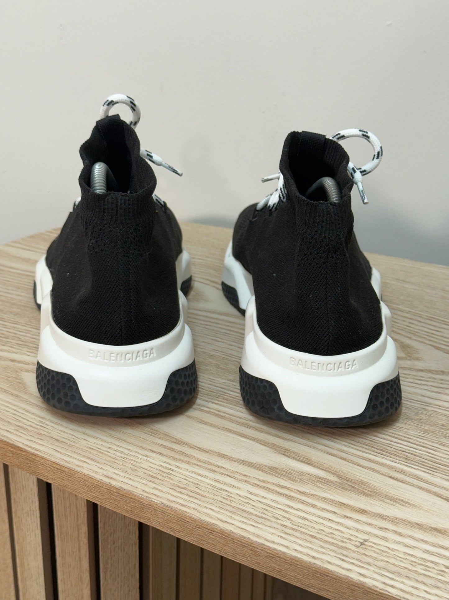 Balenciaga Black And White Speed Trainers - Uk 9