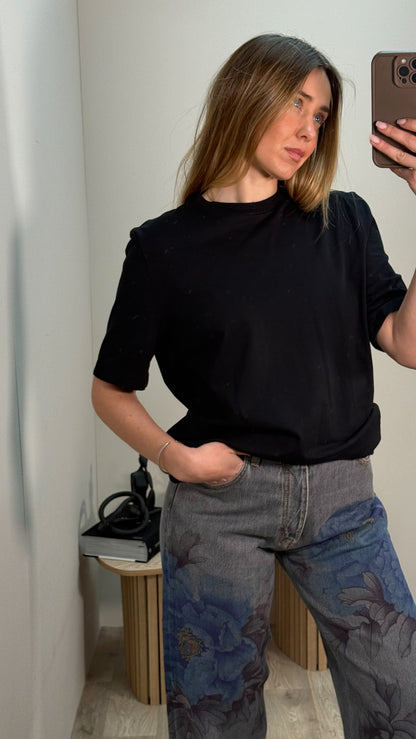 The Attico Black Join Us Upstairs Plain T-shirt - IT 38/S-M