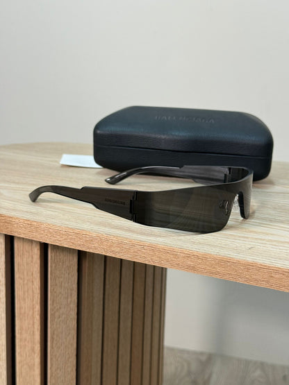 Balenciaga Black White Logo Thin Mono Sunglasses - One Size